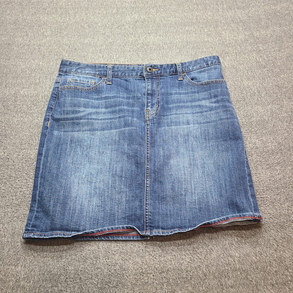 Tommy Hilfiger Denim Skirt‎ Blue A-Line Button Fly Women Size 6
